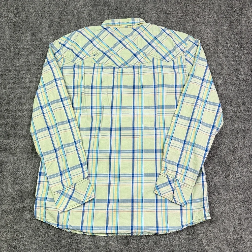 BKE Vintage Western Shirt Mens XL Athletic Fit Plaid Pearl Snap Cowboy Buckle